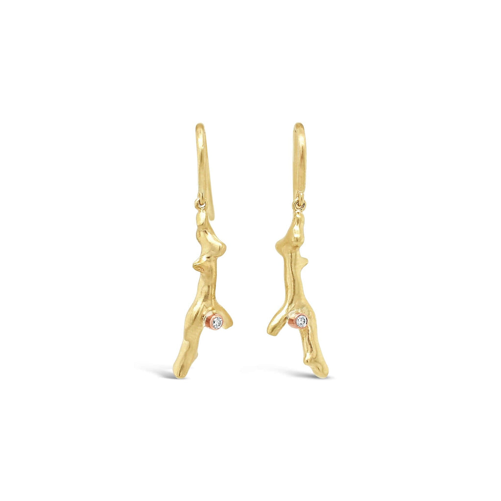 Coral Earrings with Diamond