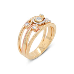 Slim Swirl | Signature Diamond Ring | Yellow Gold with Accents