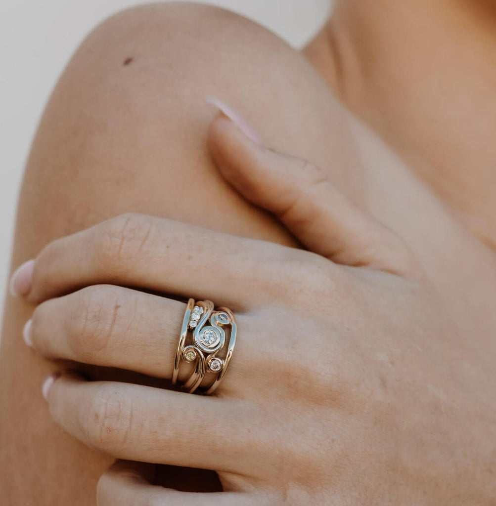 Swirl Ring in Yellow Gold with Diamonds from the Argyle Mine