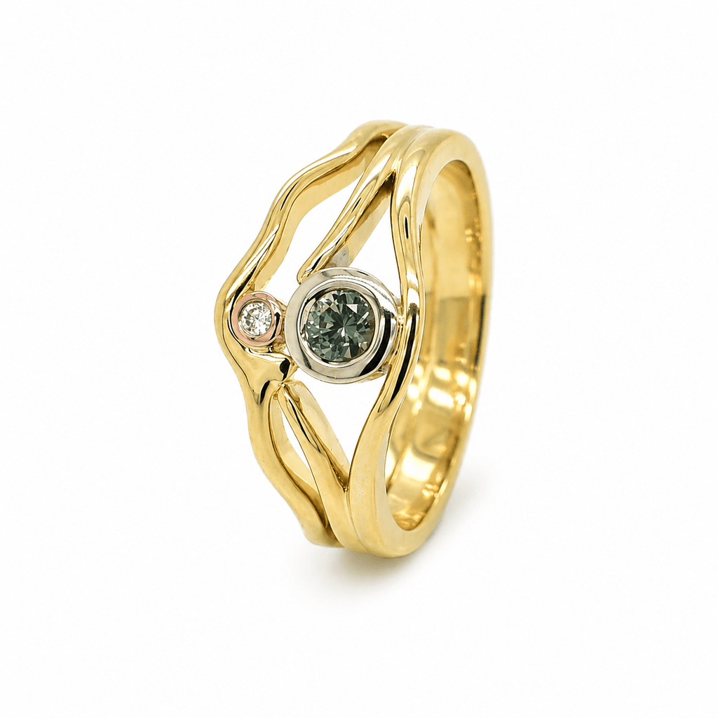 Island Bound Slim Wave Ring with Australian Sapphire & Diamond ...