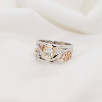 Coterie Ring in White Gold with Abrolhos Keshi and Pink Diamond from the Argyle Mine