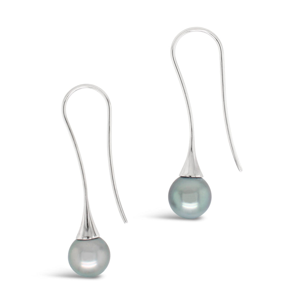 Long Flute Earrings with Abrolhos Black Pearls