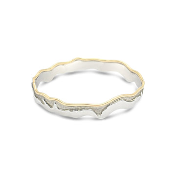 Island Bound Medium Width Sterling Silver & 9ct Yellow Gold Pelsaert Bangle