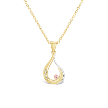 Pink Diamond Pendant Lola in Yellow and White Gold