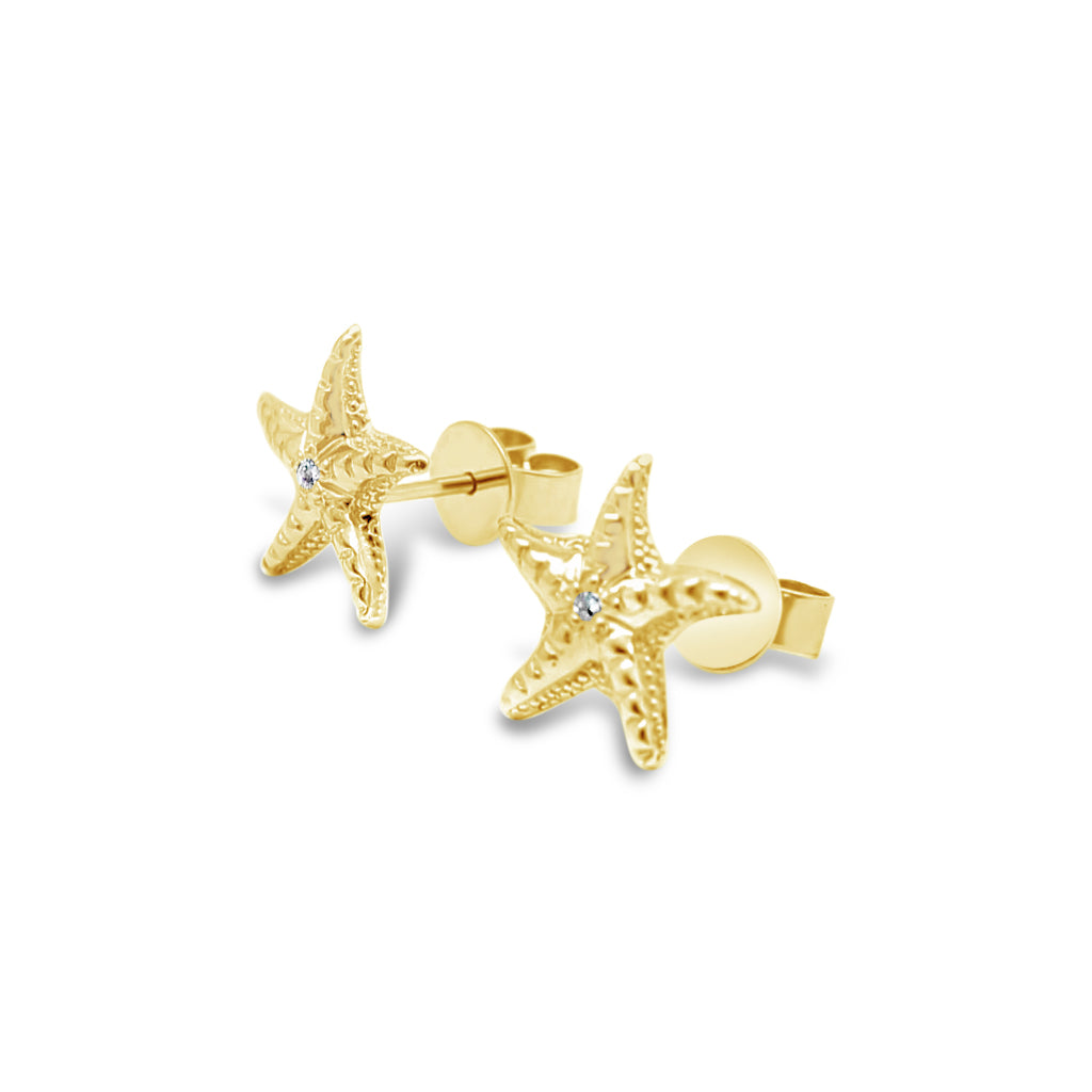 Latitude Starfish Earrings Yellow Gold and Diamonds