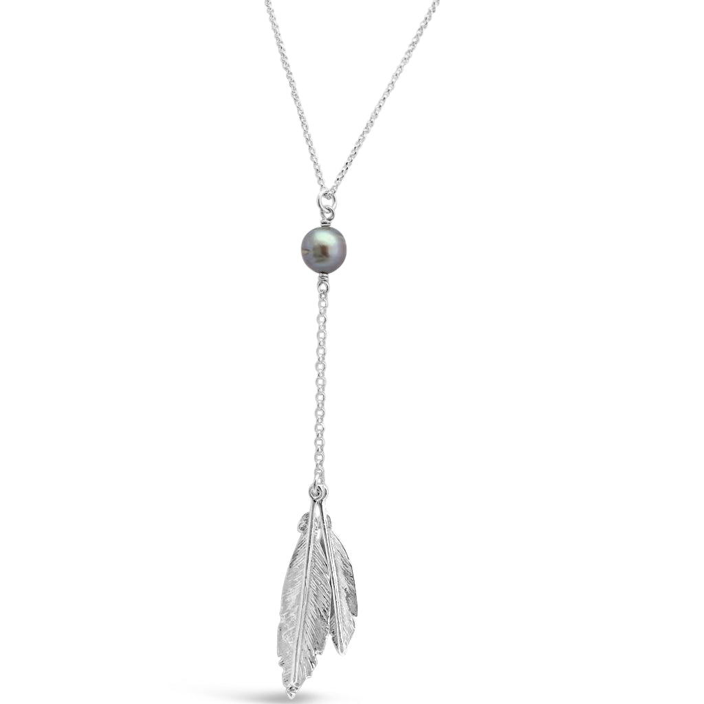 Double Feather & Abrolhos Pearl Silver Pendant