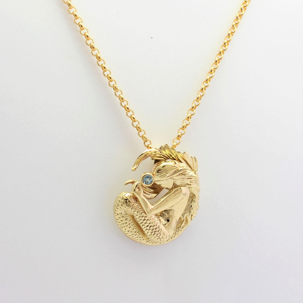 Golden Mermaid with Aquamarine