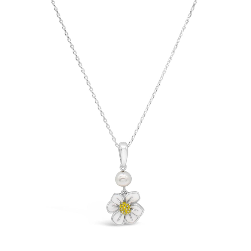 Latitude White & Yellow Enamel Flower and Pearl Pendant