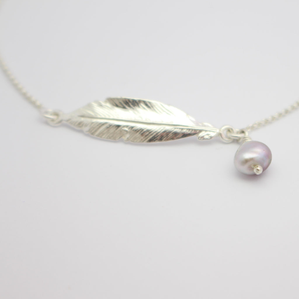 Feather and Abrolhos Pearl Silver Bracelet