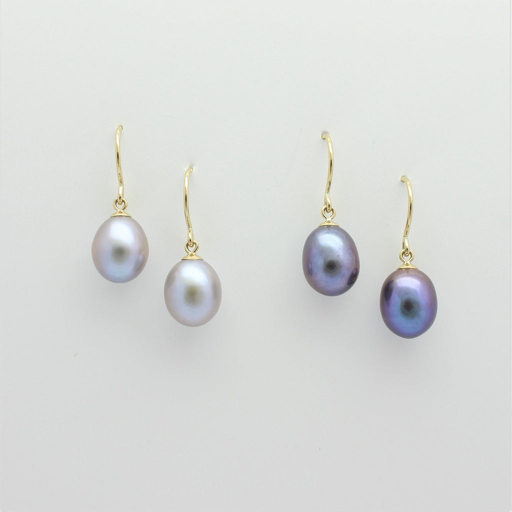 Large Gold Hook Freshwater Pearl Earrings