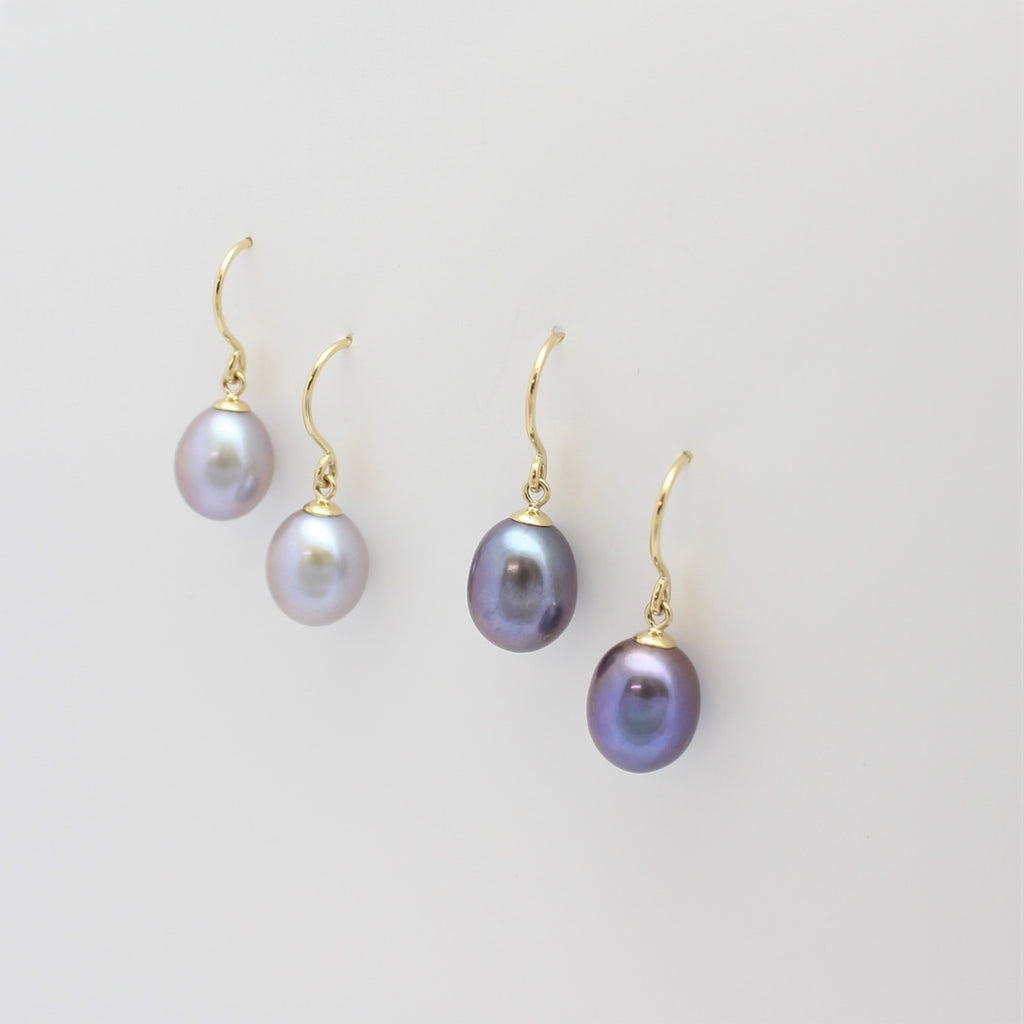 Large Gold Hook Freshwater Pearl Earrings