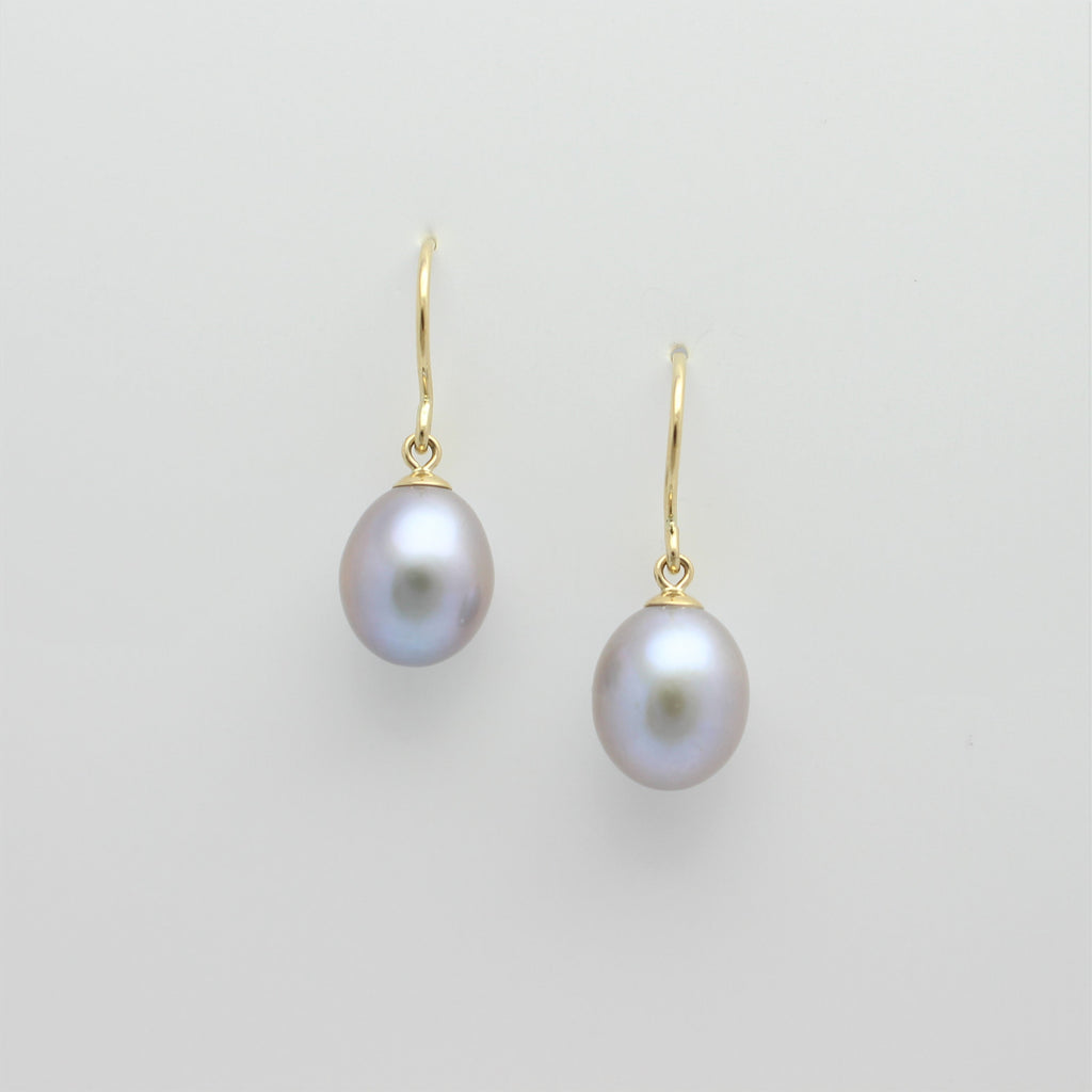 Large Gold Hook Freshwater Pearl Earrings