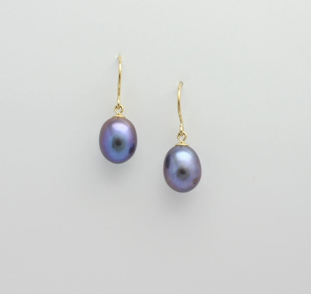 Large Gold Hook Freshwater Pearl Earrings
