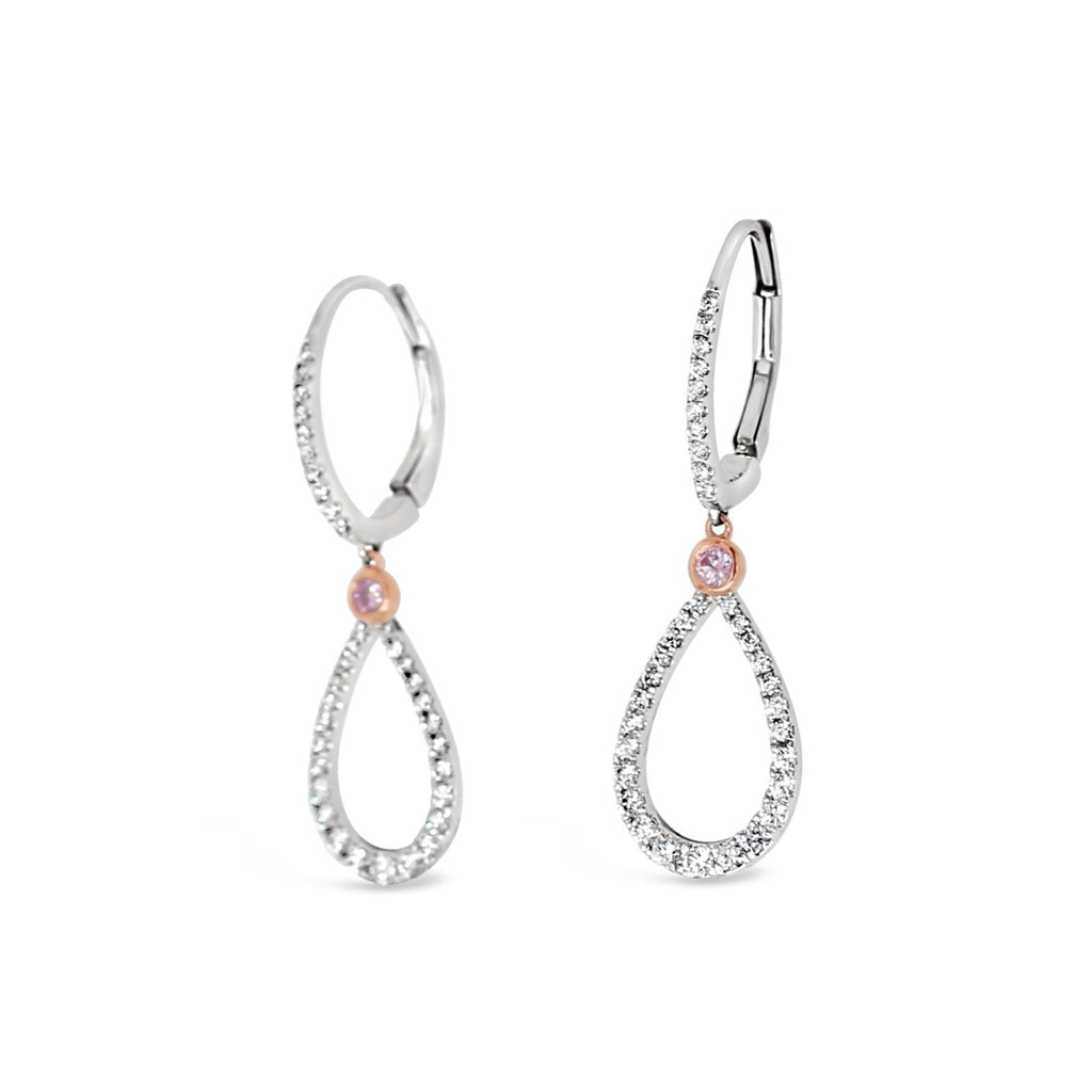 White and Pink Diamond Earrings