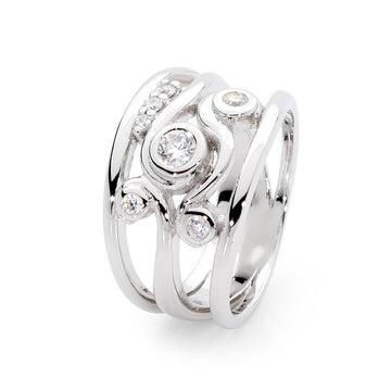 Elevate your style with our exquisite Swirl Ring in white gold, adorned with sparkling white diamonds. Discover the perfect blend of elegance and sophistication at Latitude Jewellers.