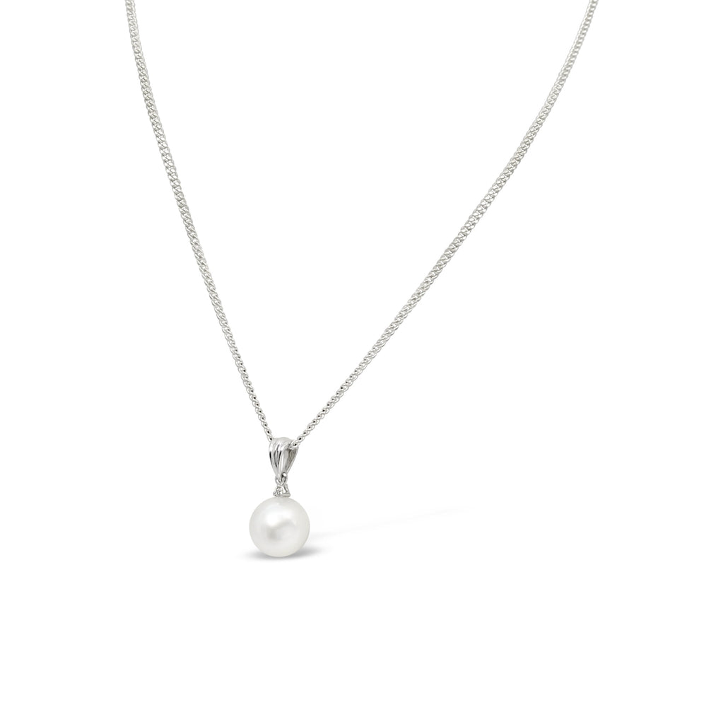 South Sea Pearl and Diamond Pendant in 9ct White Gold