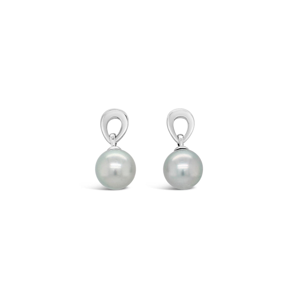 White Gold Drop Earrings featuring Abrolhos Island Black Pearls