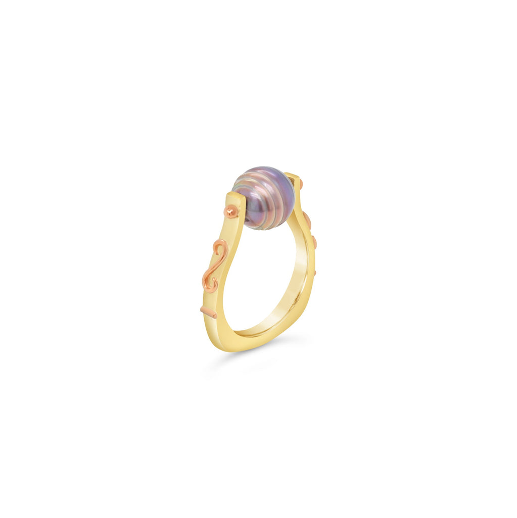 9ct yellow gold Golden Syrup Ring with Abrolhos Pearl