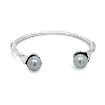 Sterling Silver 'Tulip' Cuff Abrolhos Island Black Pearls