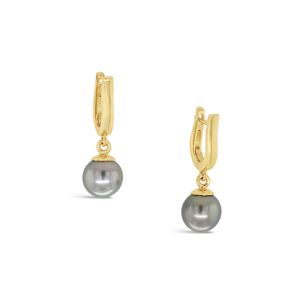 Harp Huggies in Yellow Gold with Abrolhos Black Pearls