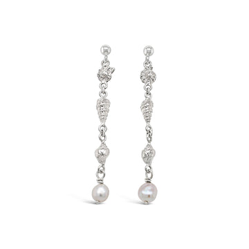 Sea Shell Drop Earrings with Abrolhos Keshi Pearls