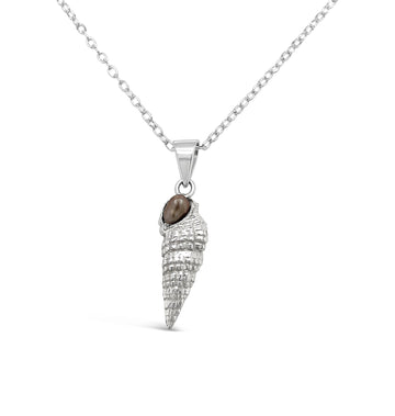 Cone Shell Pendant in Silver with Abrolhos Keshi Pearl