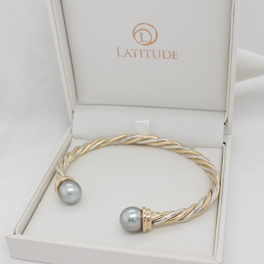 Twisted Cuff Bracelet featuring Abrolhos Island Black Pearls