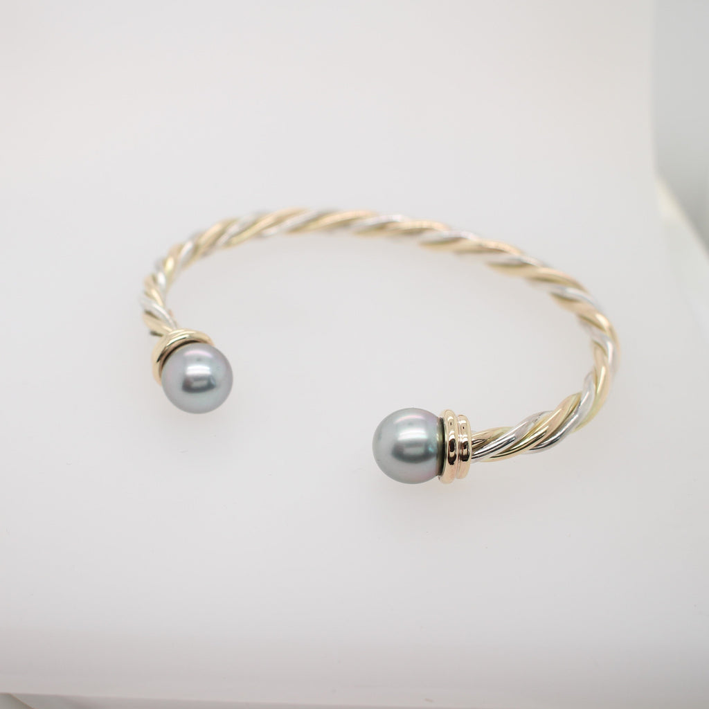 Twisted Cuff Bracelet featuring Abrolhos Island Black Pearls