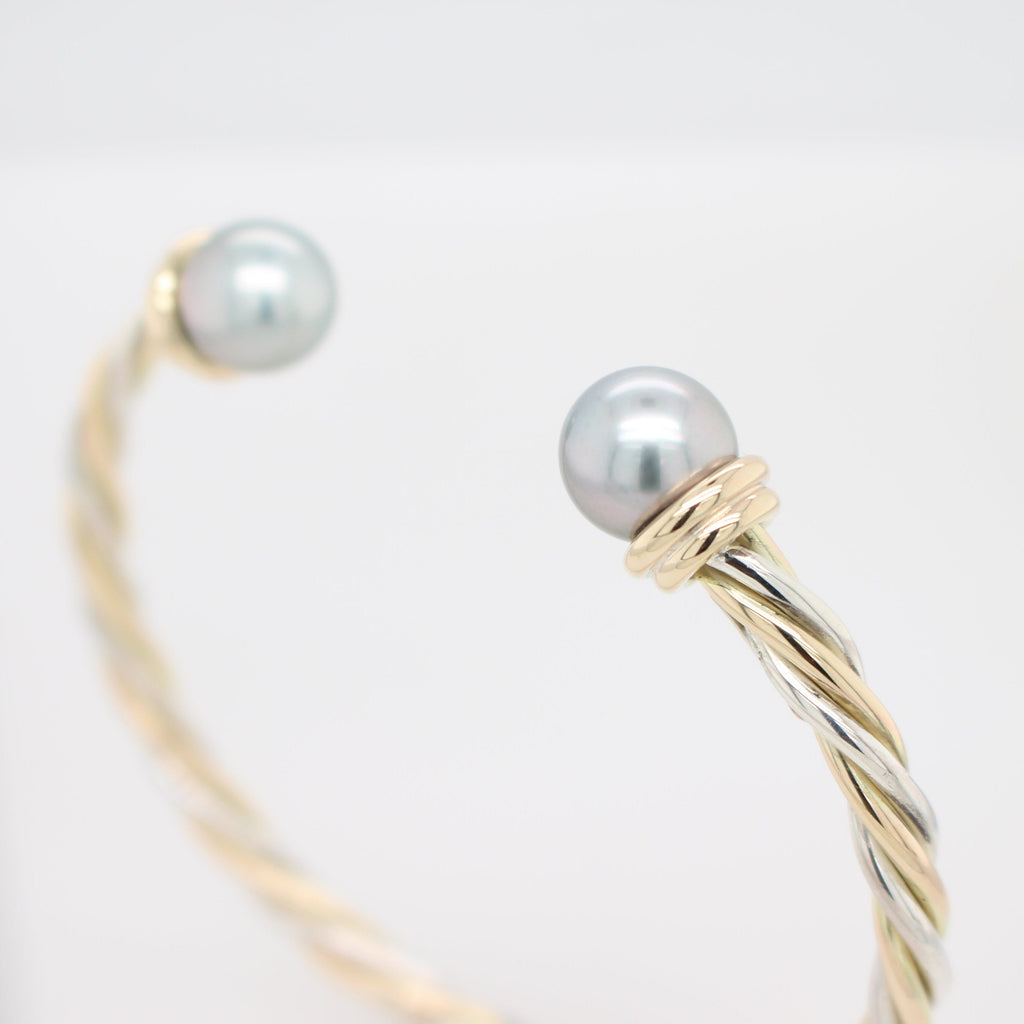 Twisted Cuff Bracelet featuring Abrolhos Island Black Pearls