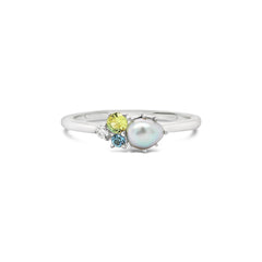 Pearl and Sapphire Ring in Silver