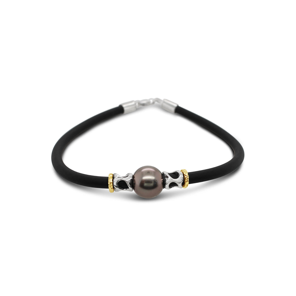 Gold and Silver Leeuwin Neoprene bracelet with Abrolhos Pearl