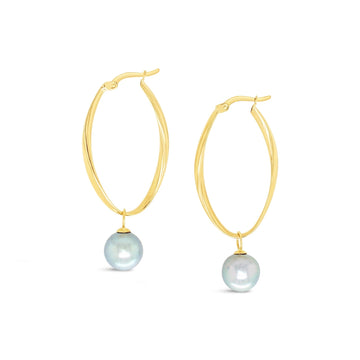 Slim Island Hoops with Interchangeable Black Pearls