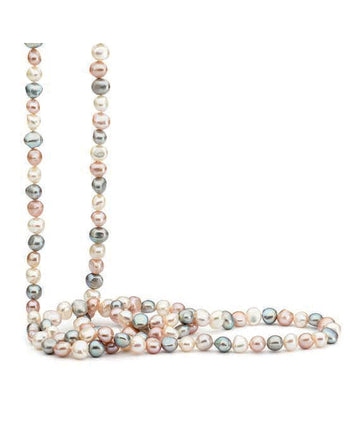 Discover the timeless elegance of our white, grey, and pink keshi freshwater pearl strand. Explore our collection at Latitude Jewellers today
