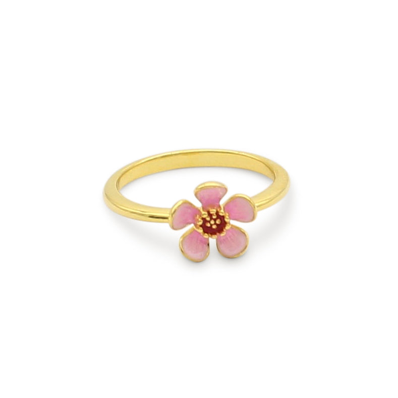 Geraldton Wax Enamel Flower Ring