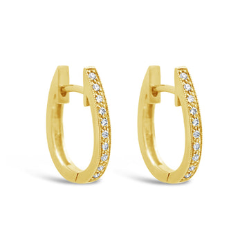 9ct Yellow Gold Oval Diamond Huggie Earrings