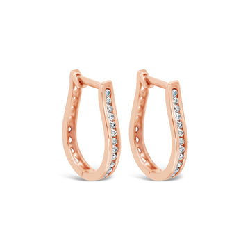 9ct Rose Gold and Diamond Harp Huggie Earrings