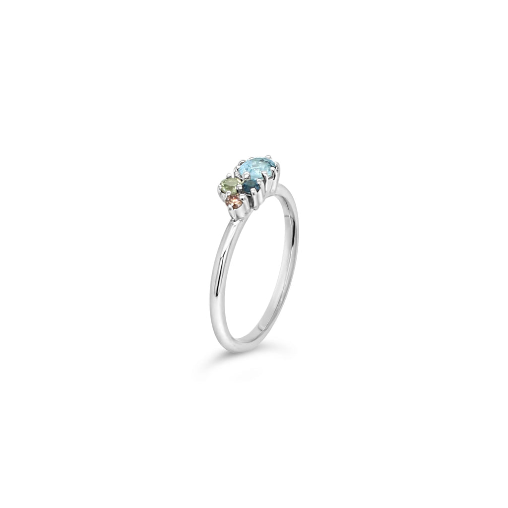 Cluster ring in Silver with Topaz and Sapphire