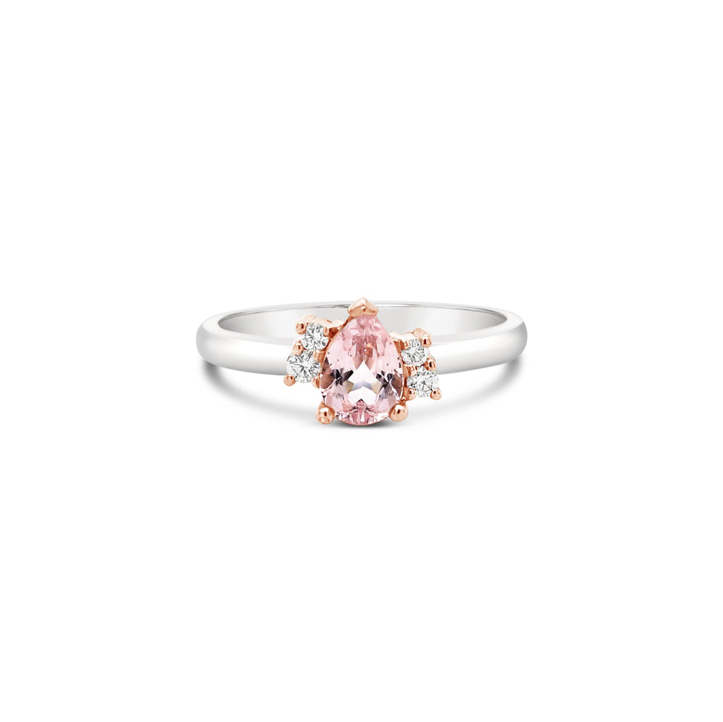Elevate your style with our exquisite Morganite and Diamond Ring. Perfect for adding a touch of elegance to any occasion.