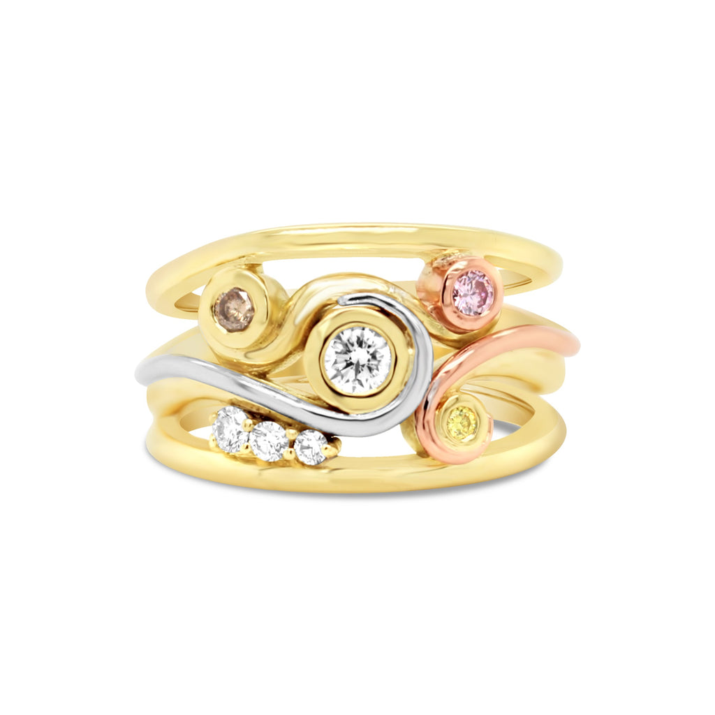 Swirl Ring in Yellow Gold with Diamonds from the Argyle Mine
