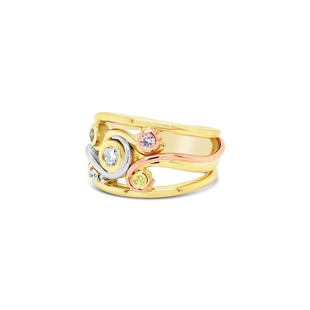 Swirl Ring in Yellow Gold with Diamonds from the Argyle Mine