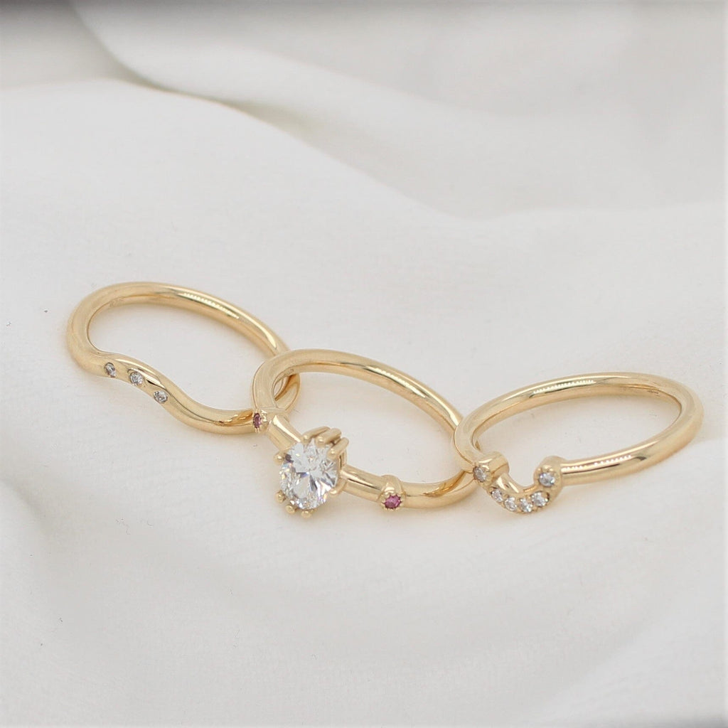 Oval Lustre Ring - 9ct Yellow Gold Ring with Pink Diamond by OLYV