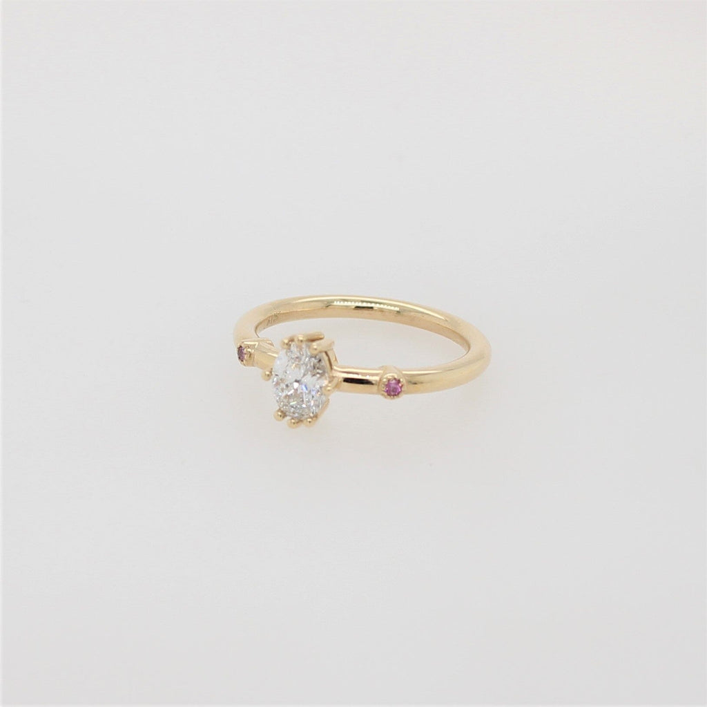 Oval Lustre Ring - 9ct Yellow Gold Ring with Pink Diamond by OLYV