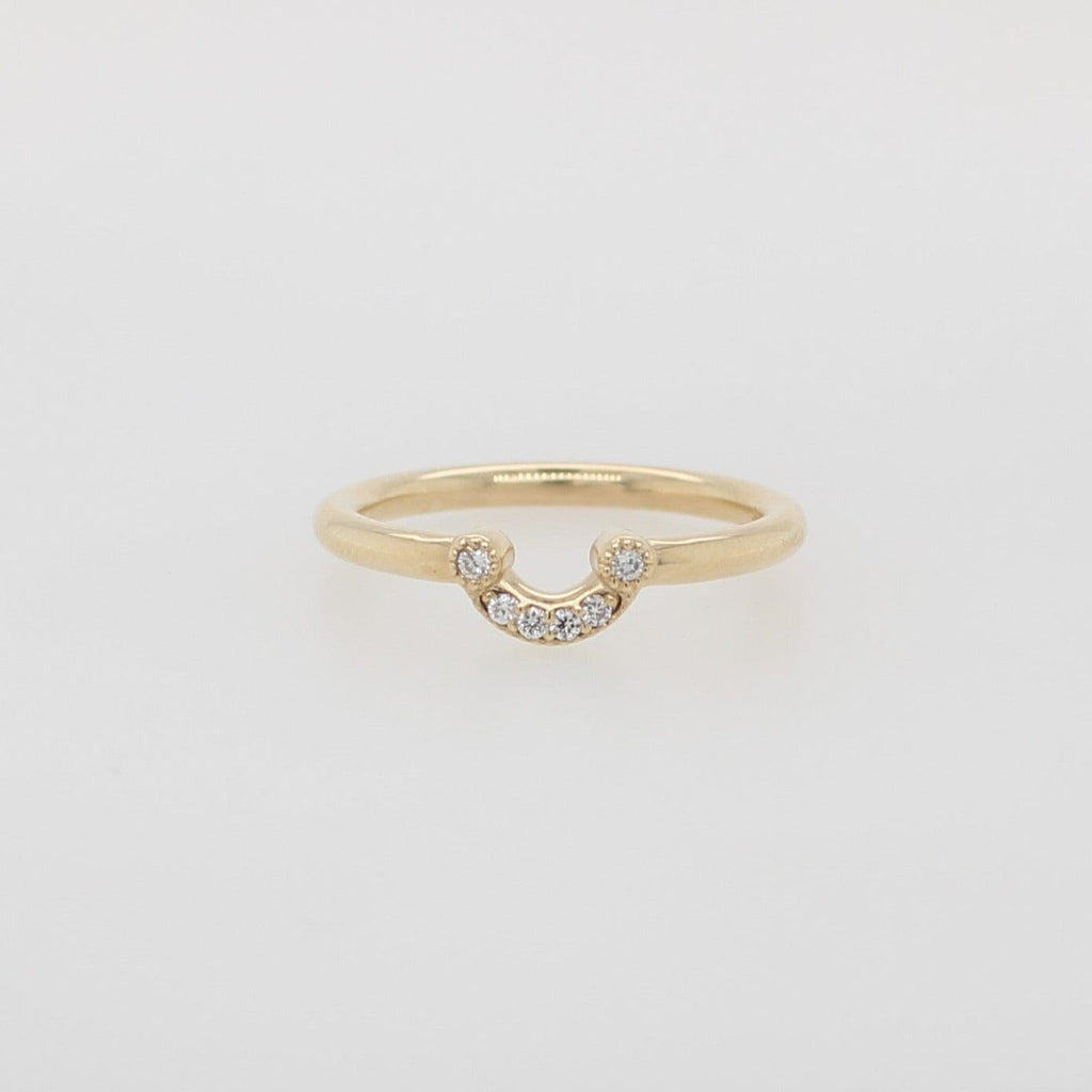 Elevate your style with the Eternity Half Halo Lustre Ring, a stunning 9ct yellow gold ring adorned with 3 dazzling diamonds from the Olyv Collection.