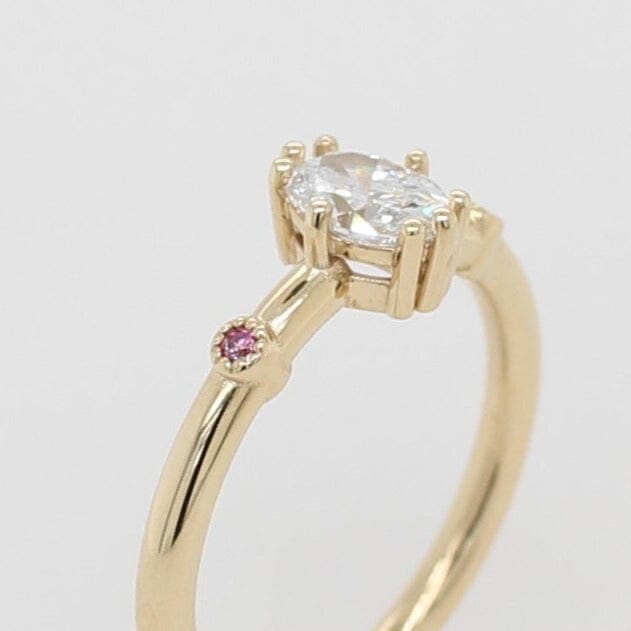 Oval Lustre Ring - 9ct Yellow Gold Ring with Pink Diamond by OLYV