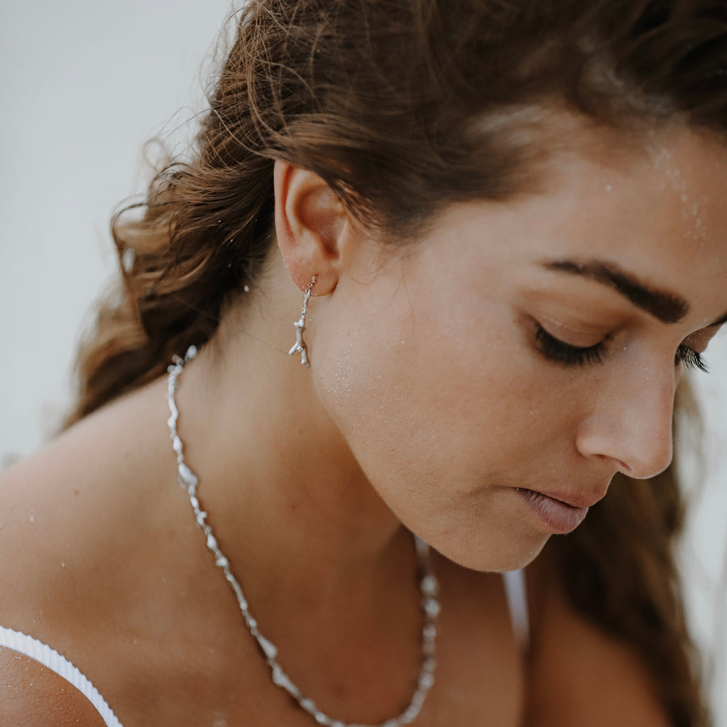 Coral Earrings with Diamond