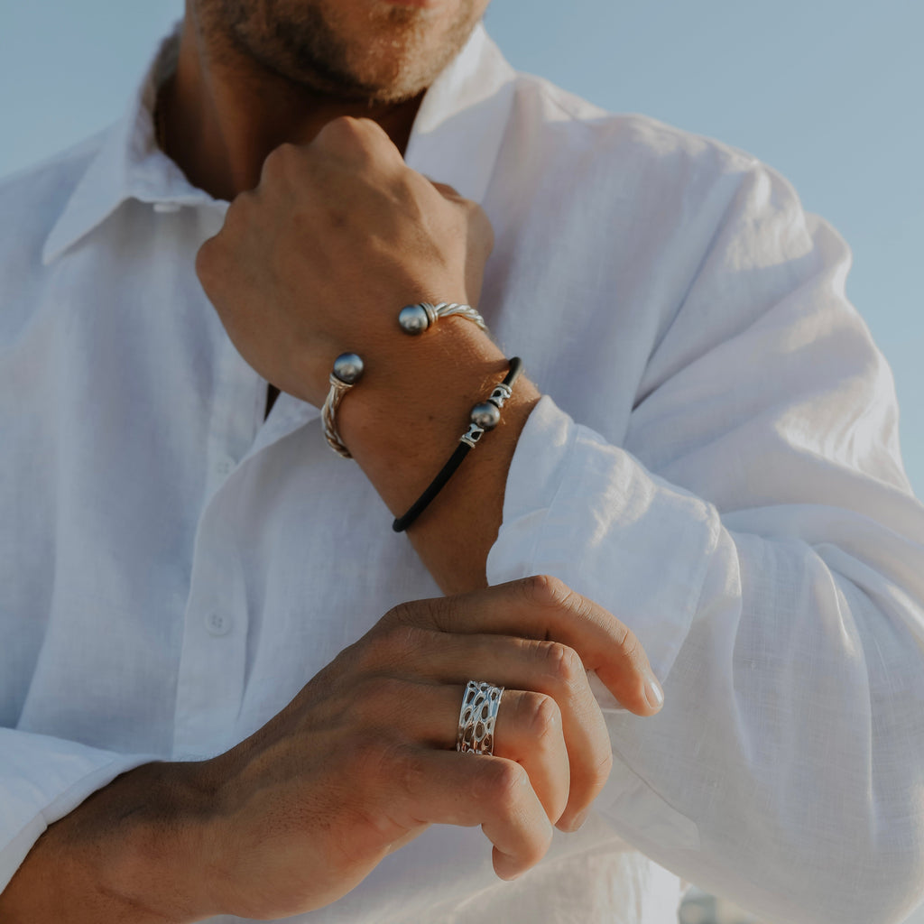 Twisted Cuff Bracelets featuring Abrolhos Island Black Pearls