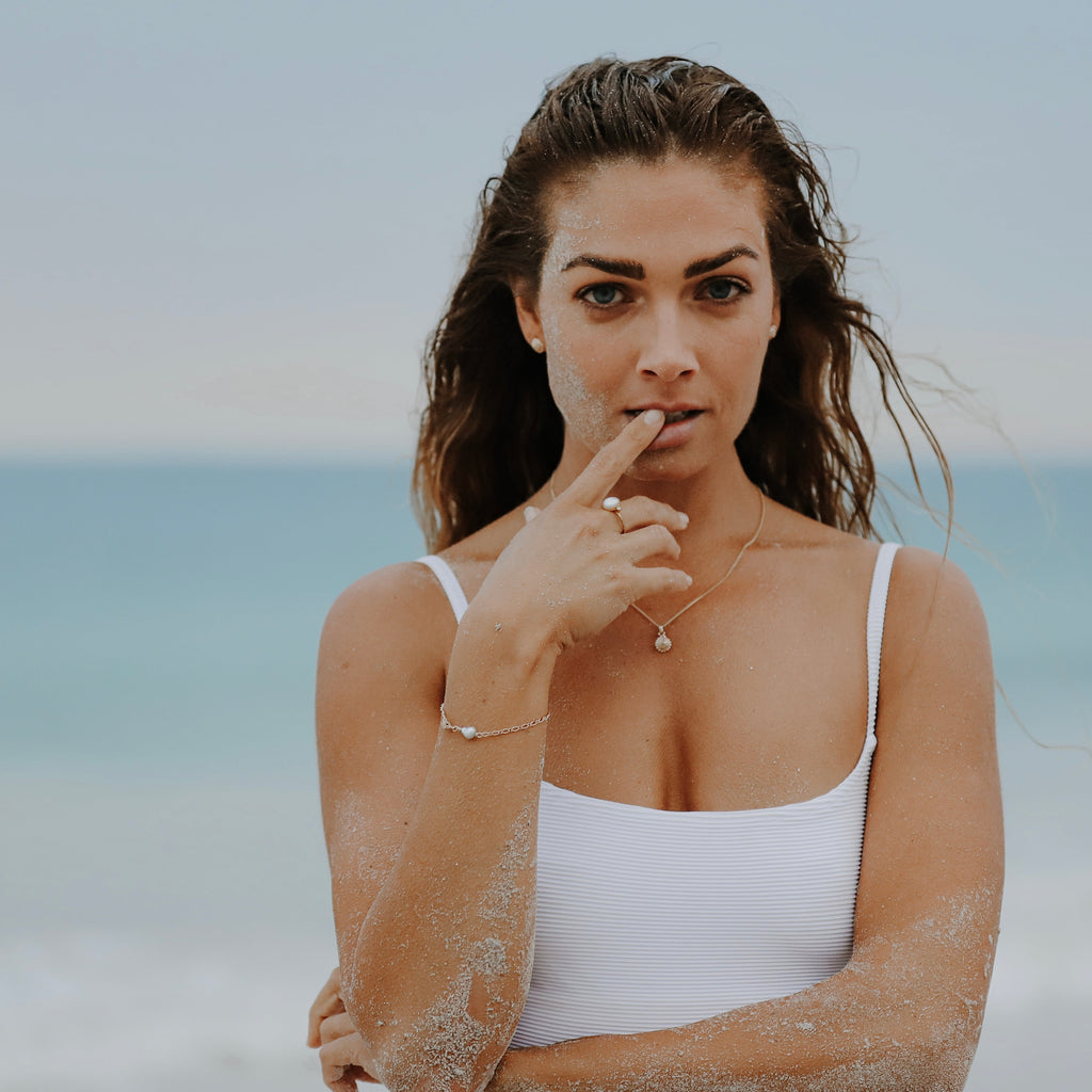 Button Shell Pendant in Gold