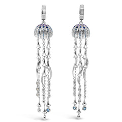 Latitude Jellyfish Earrings | Opal & Blue Topaz | Silver or Yellow Gold