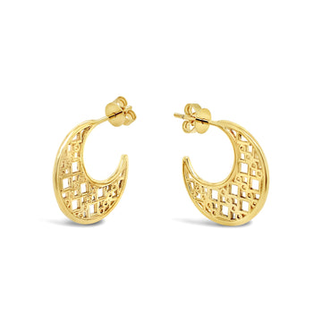 Moroccan Crescent Moon Earrings in Gold