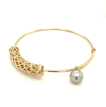 Gold Moroccan Bangle Black Pearl